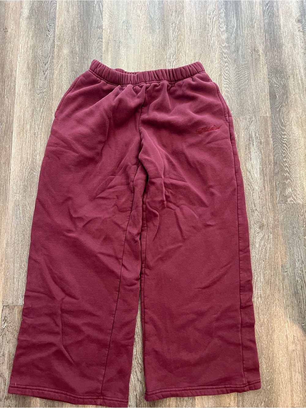 Edikted Women's Burgundy Wide-Leg Fleece Sweatpants